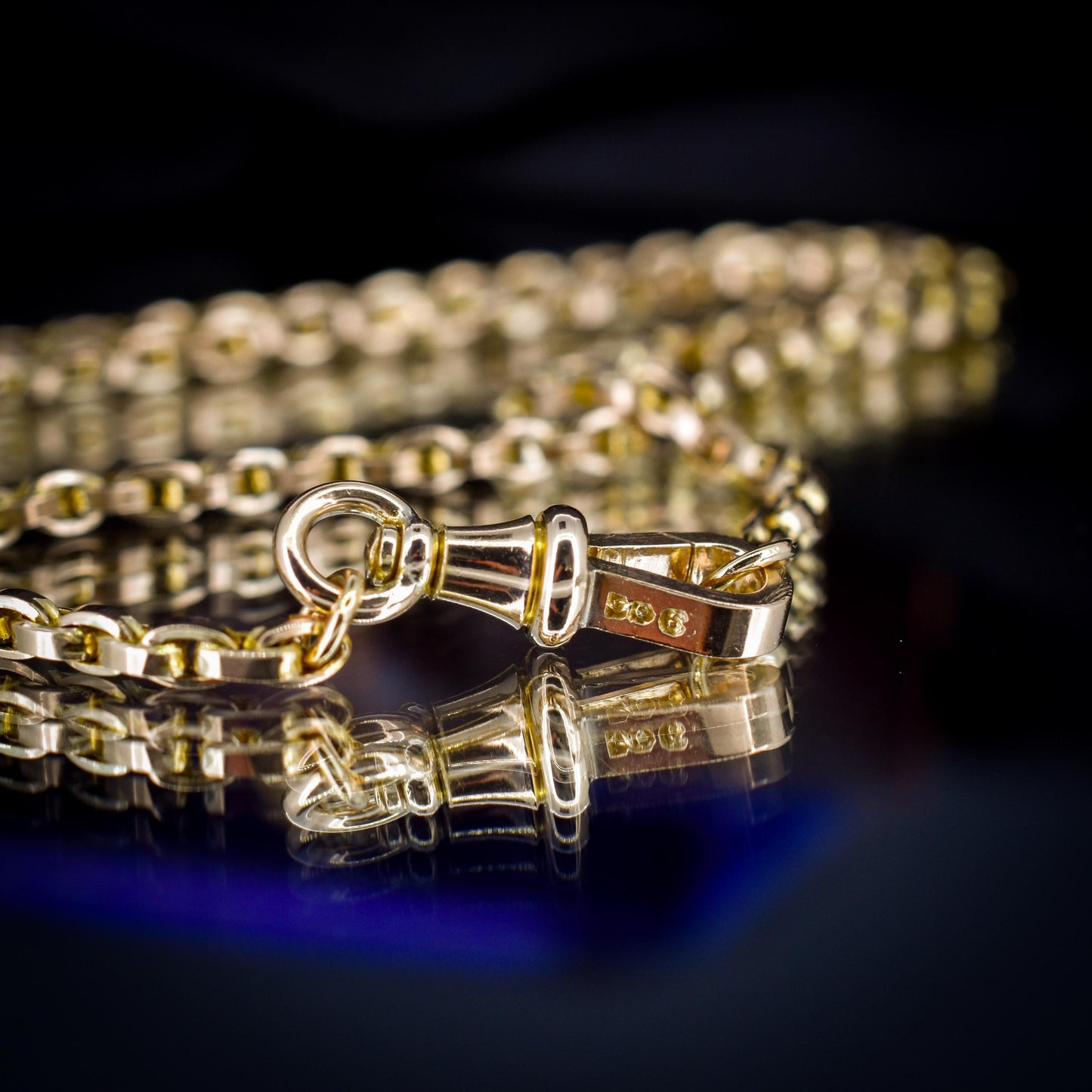 Antique Victorian 9ct Gold Oval Link Chain Necklace with Dog Clip | 20.25"