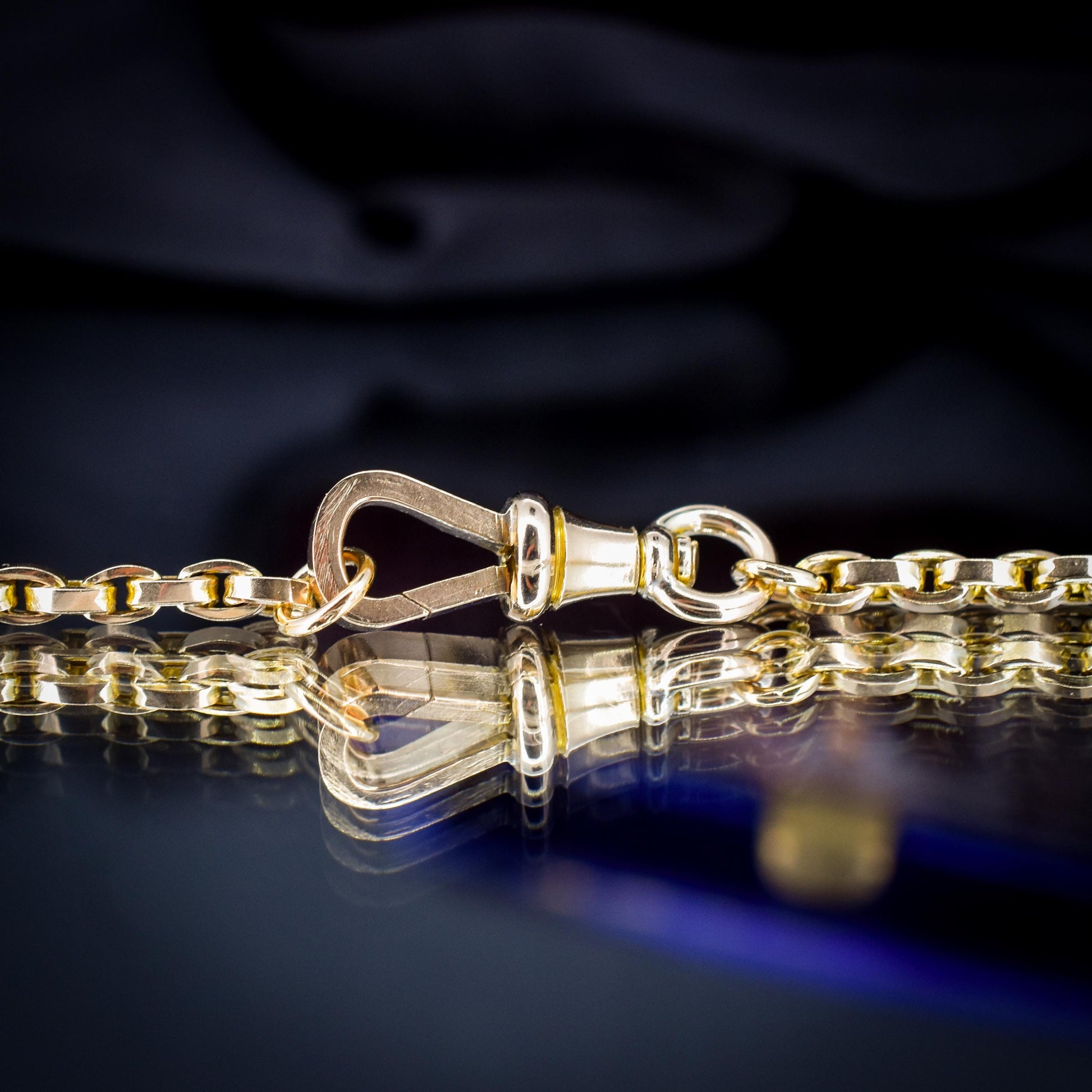 Antique Victorian 9ct Gold Oval Link Chain Necklace with Dog Clip | 20.25"