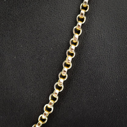 Antique 9ct Gold Rolo Link Chain Necklace with Dog Clip | 22"