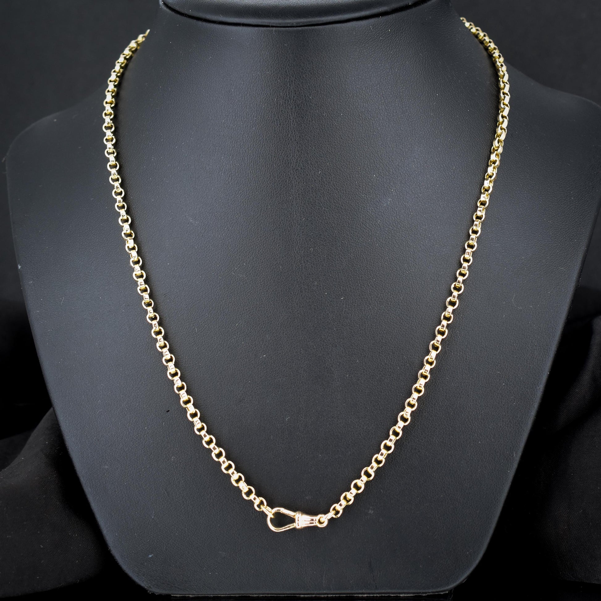 Antique 9ct Gold Rolo Link Chain Necklace with Dog Clip | 22"