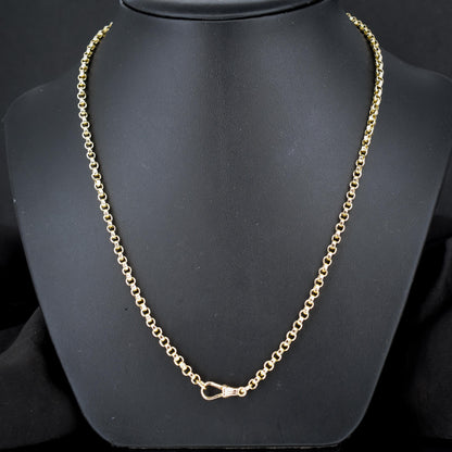 Antique 9ct Gold Rolo Link Chain Necklace with Dog Clip | 22"