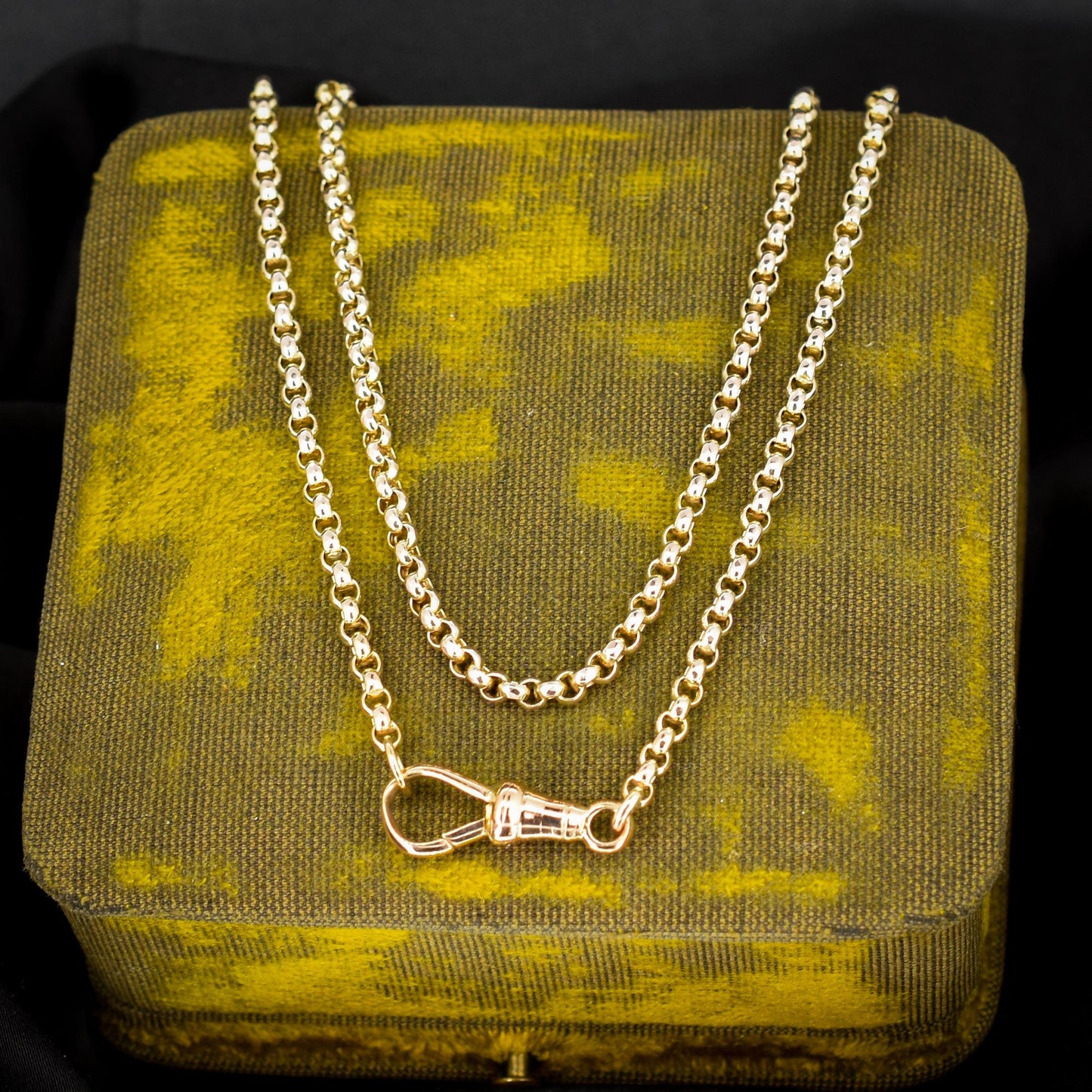 Antique Victorian 9ct Gold Faceted Belcher Link Chain Necklace with Dog Clip | 19.5"
