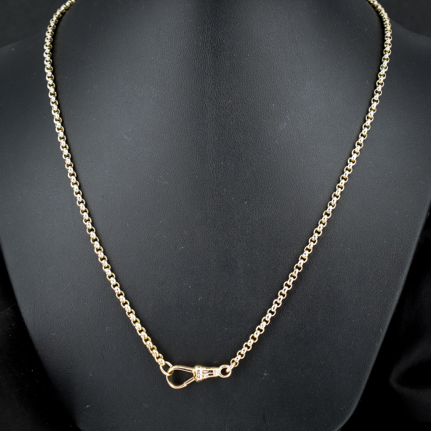 Antique Victorian 9ct Gold Faceted Belcher Link Chain Necklace with Dog Clip | 19.5"