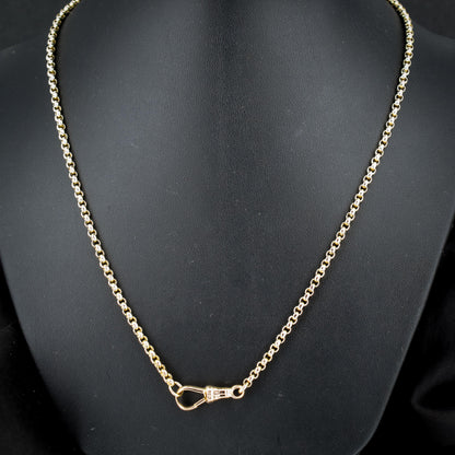 Antique Victorian 9ct Gold Faceted Belcher Link Chain Necklace with Dog Clip | 19.5"
