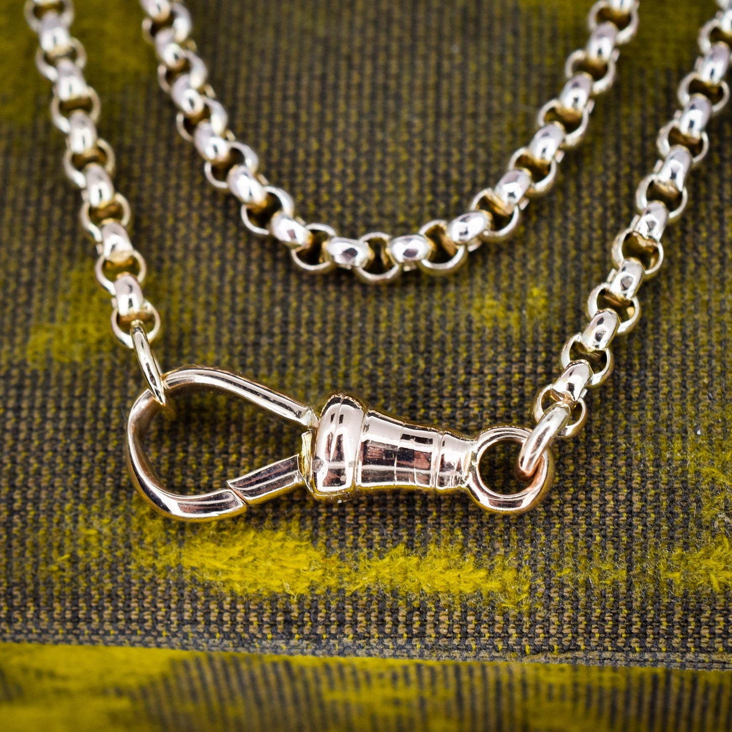 Antique Victorian 9ct Gold Faceted Belcher Link Chain Necklace with Dog Clip | 19.5"