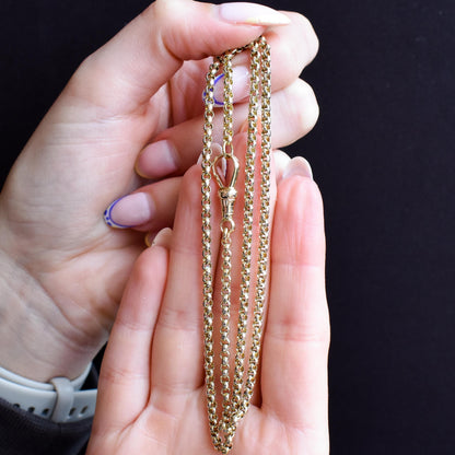 Antique Victorian 9ct Gold Faceted Belcher Link Chain Necklace with Dog Clip | 19.5"