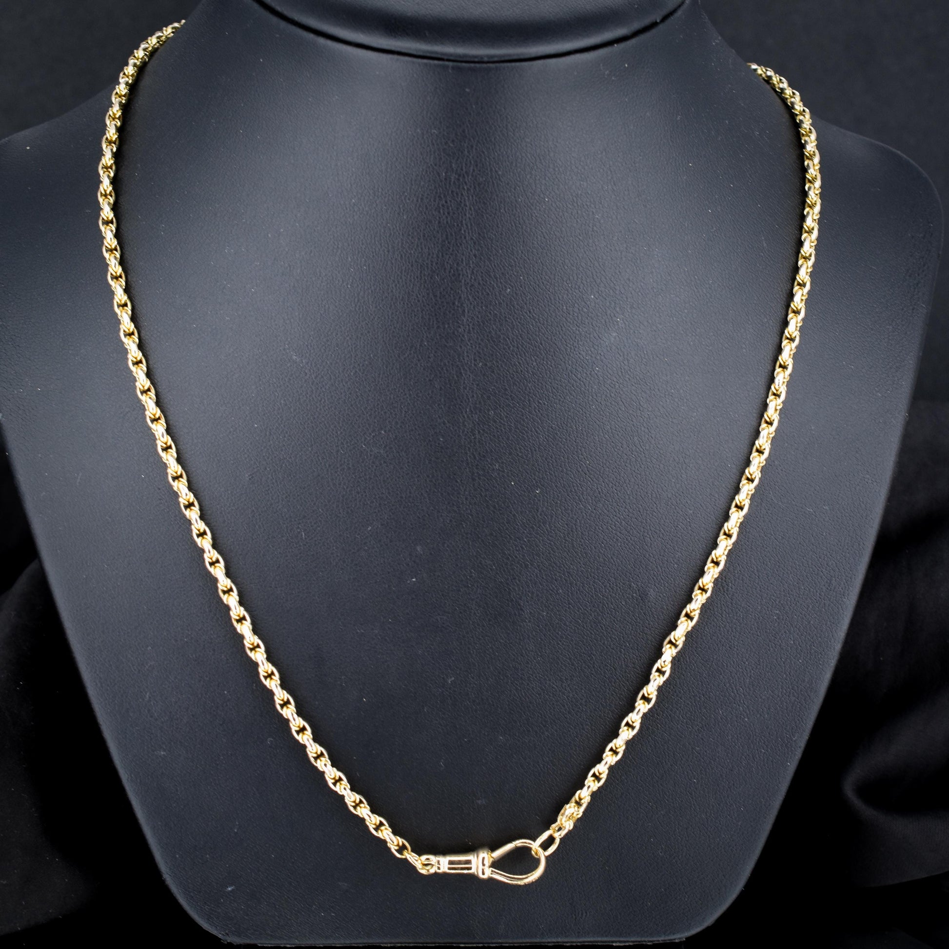Antique 9ct Yellow Gold Fancy Link Chain Necklace with Dog Clip | 20.5"