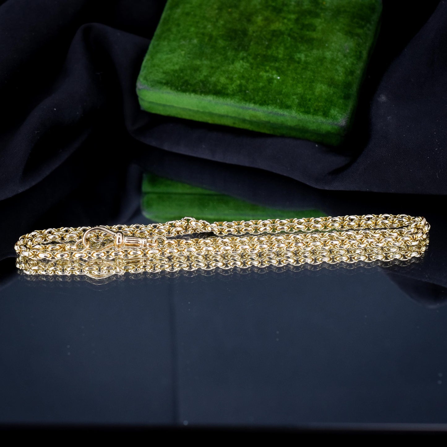 Antique 9ct Yellow Gold Fancy Link Chain Necklace with Dog Clip | 20.5"