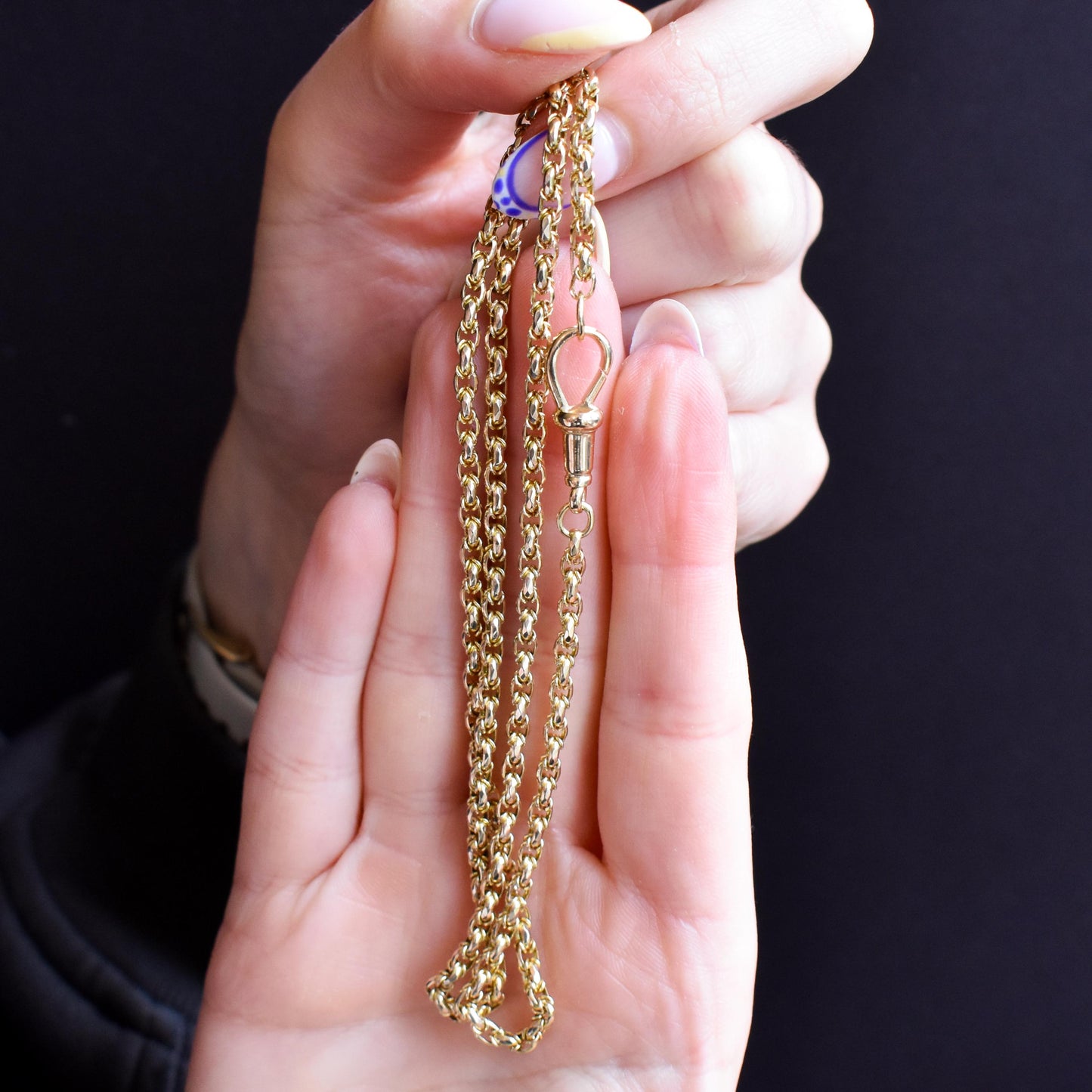 Antique 9ct Yellow Gold Fancy Link Chain Necklace with Dog Clip | 20.5"