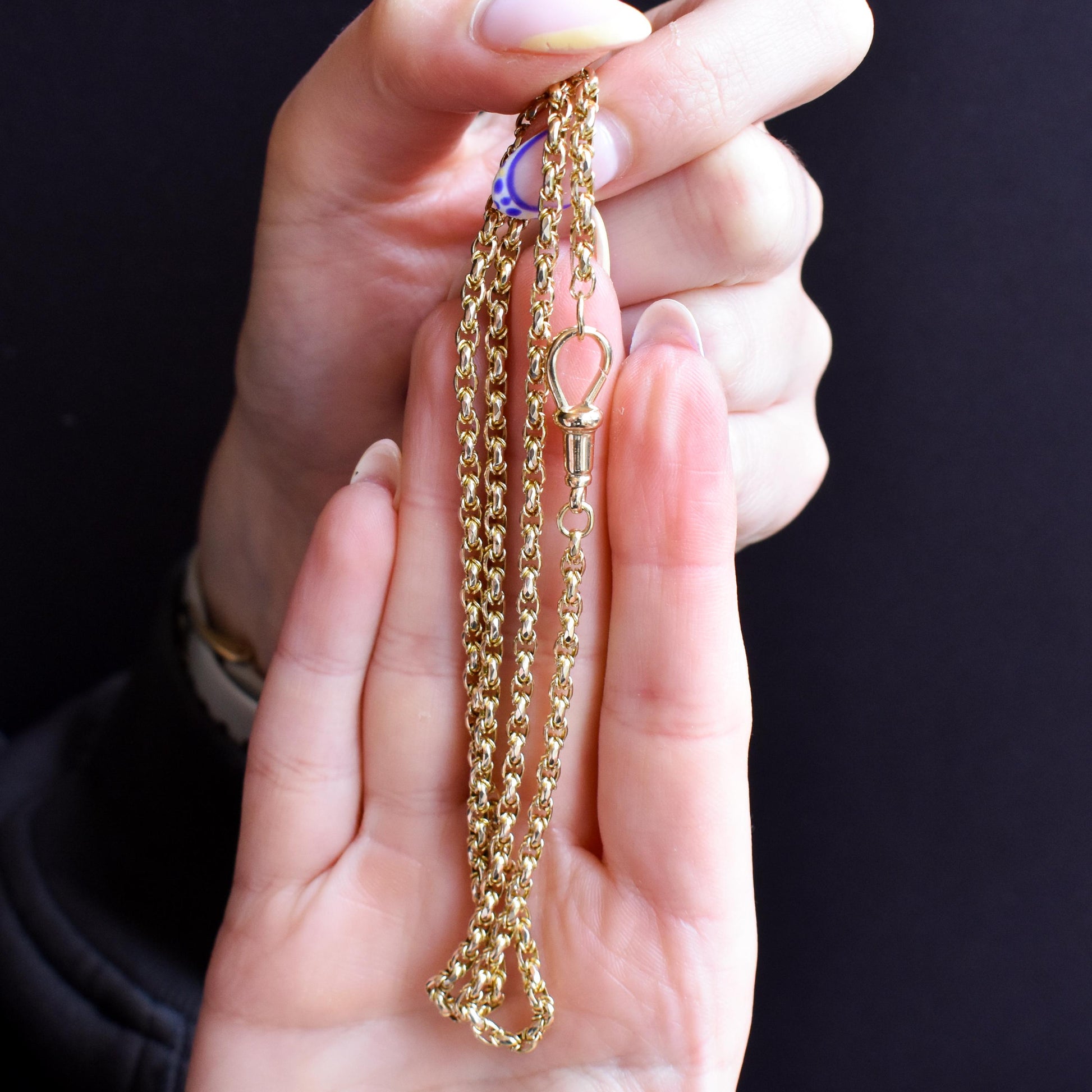 Antique 9ct Yellow Gold Fancy Link Chain Necklace with Dog Clip | 20.5"