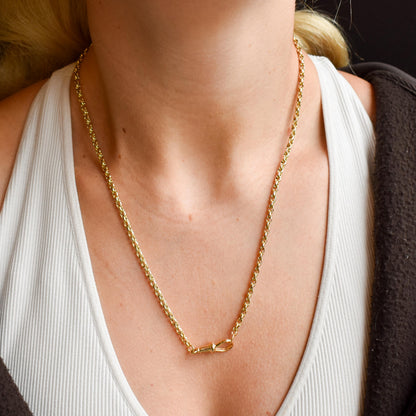 Antique 9ct Yellow Gold Fancy Link Chain Necklace with Dog Clip | 20.5"