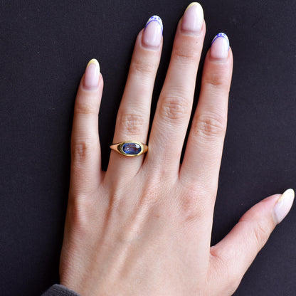 1.60ct Natural NO Heat Ceylon Blue Sapphire 18ct Gold Signet Ring Certified
