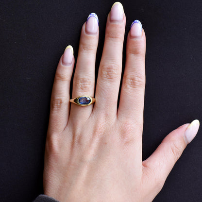 1.60ct Natural NO Heat Ceylon Blue Sapphire 18ct Gold Signet Ring Certified