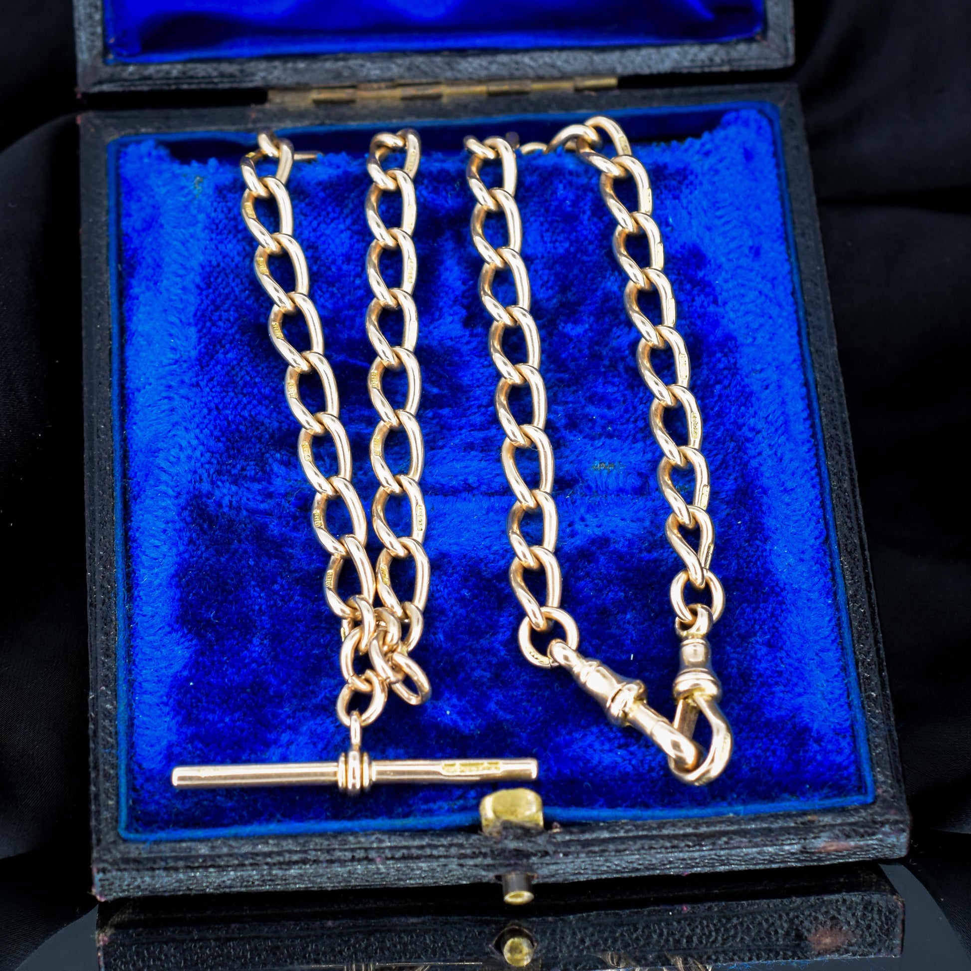 Antique 15ct Gold Oval Link Albert Watch Chain Necklace | 15.75" | B'ham 1922