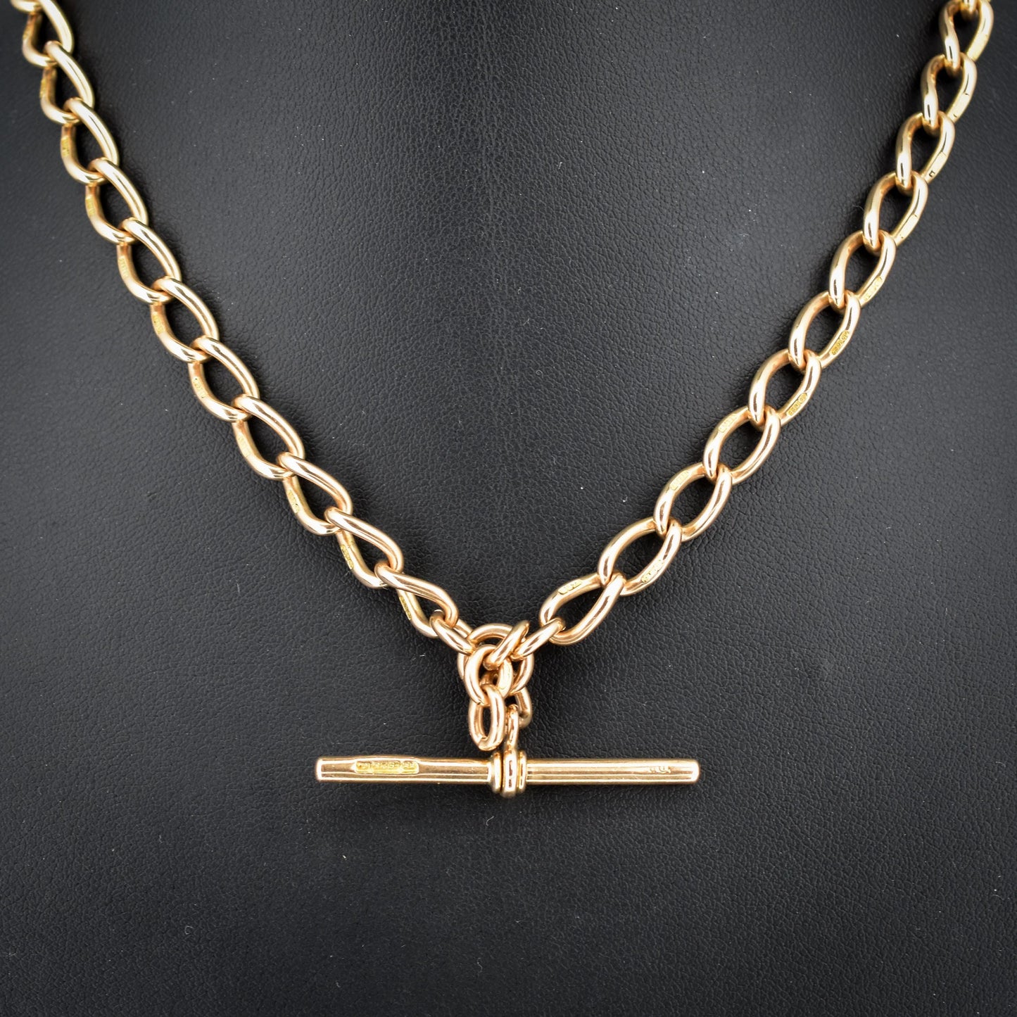 Antique 15ct Gold Oval Link Albert Watch Chain Necklace | 15.75" | B'ham 1922