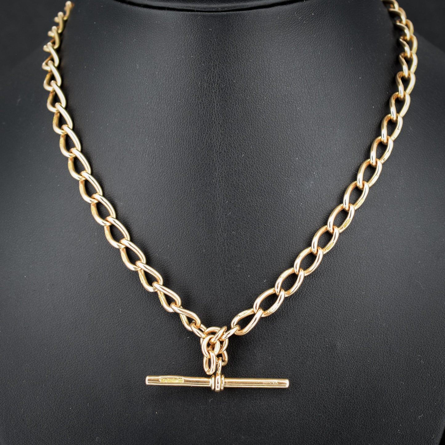 Antique 15ct Gold Oval Link Albert Watch Chain Necklace | 15.75" | B'ham 1922
