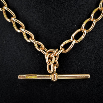 Antique 15ct Gold Oval Link Albert Watch Chain Necklace | 15.75" | B'ham 1922