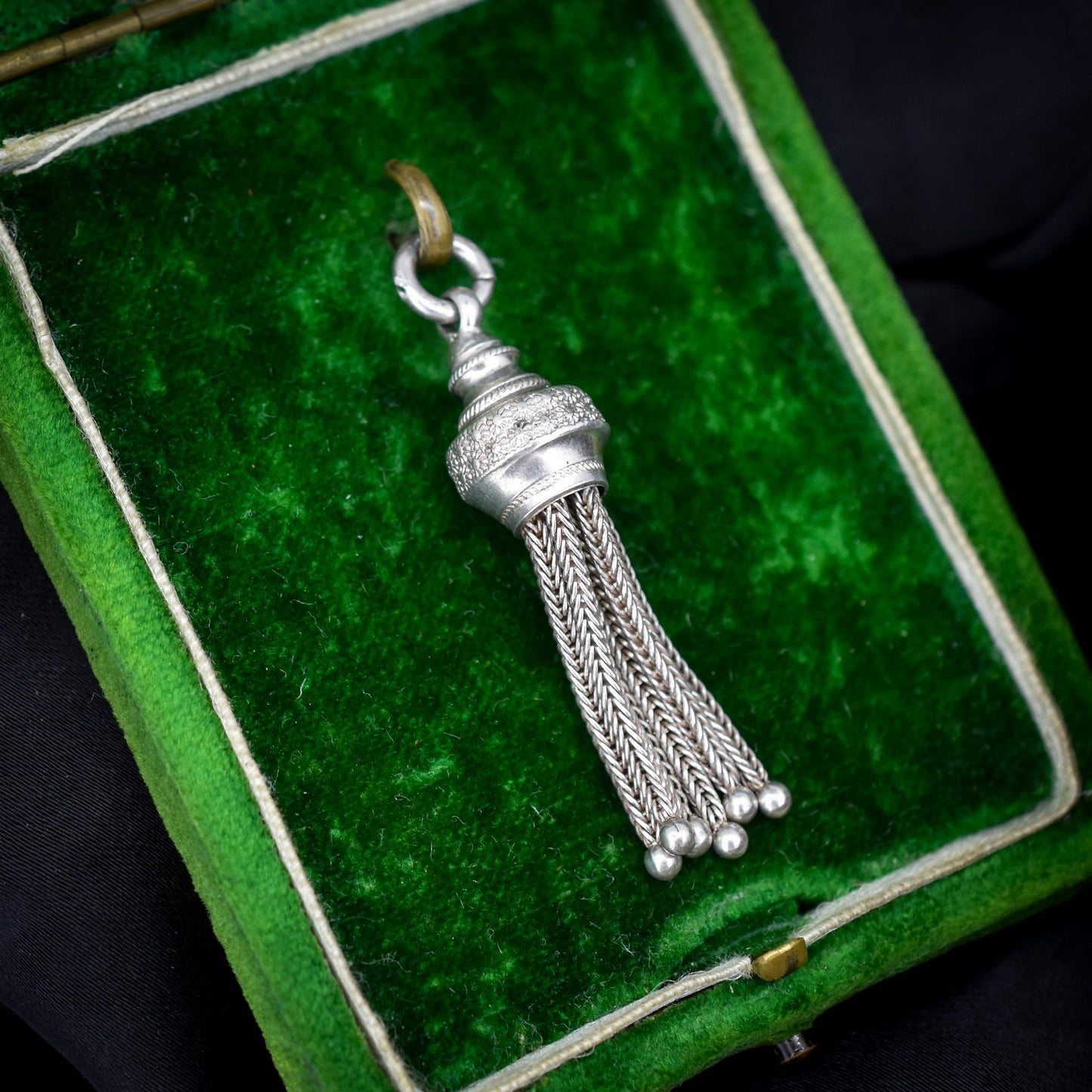 Antique Silver Tassel Charm Pendant - Victorian Edwardian