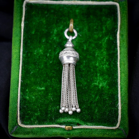 Antique Silver Tassel Charm Pendant - Victorian Edwardian