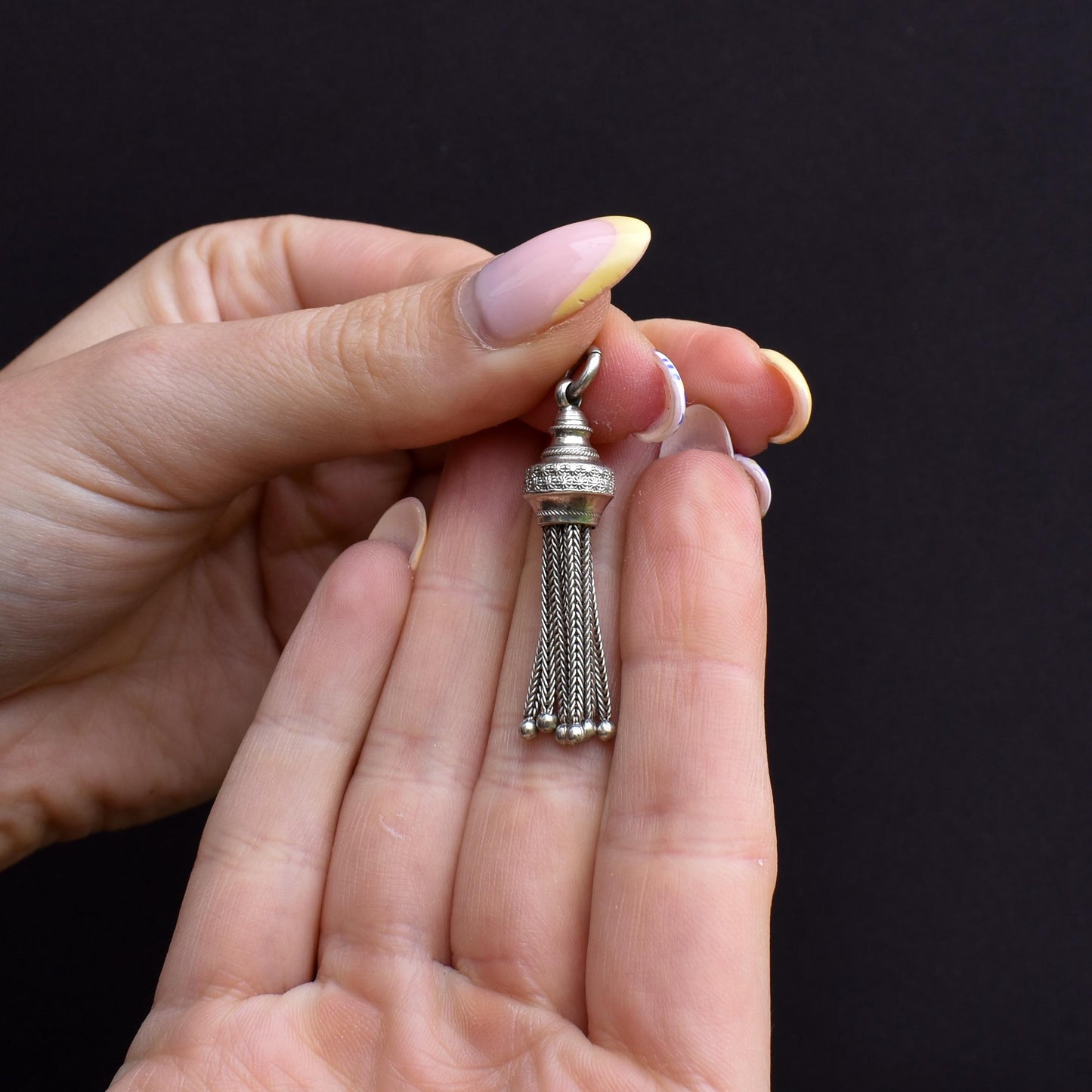 Antique Silver Tassel Charm Pendant - Victorian Edwardian