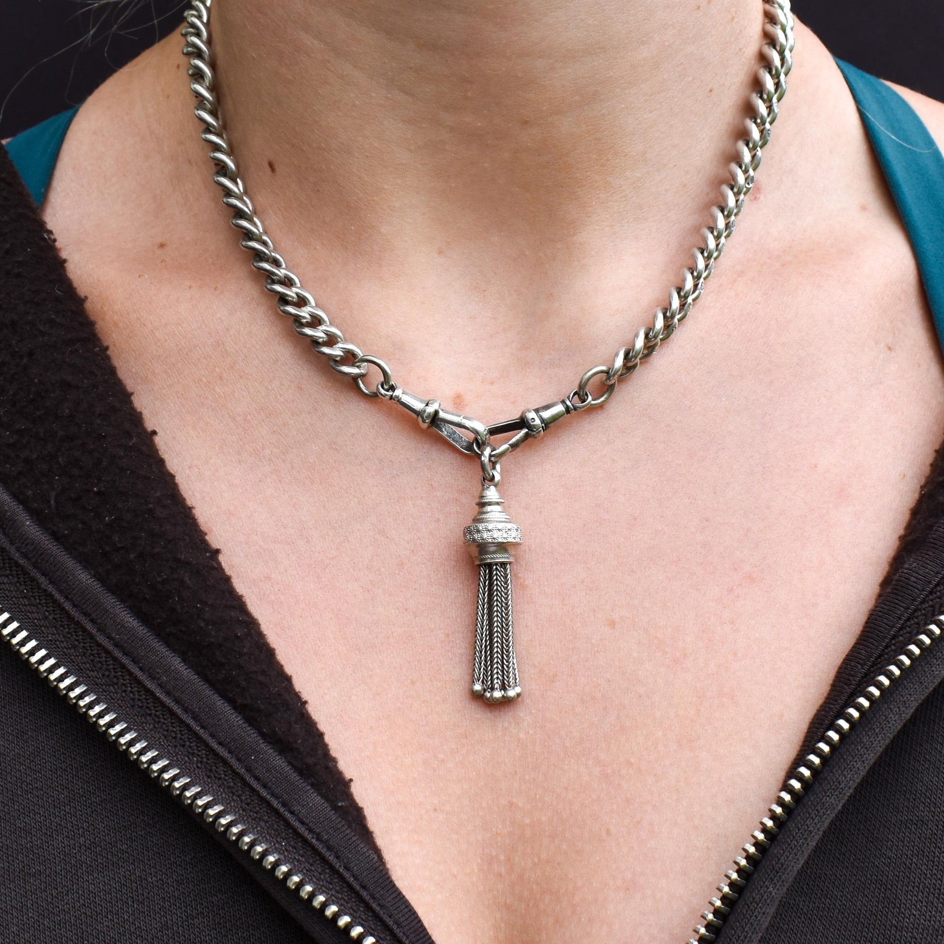 Antique Silver Tassel Charm Pendant - Victorian Edwardian