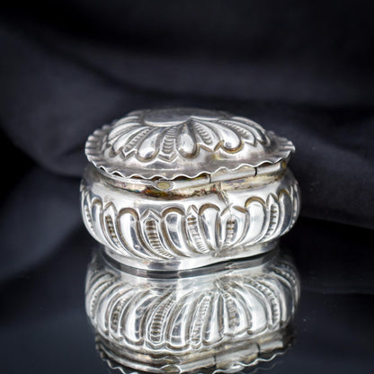 Antique Birmingham 1898 Sterling Silver Heart Jewellery Ring Box