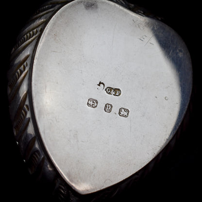 Antique Birmingham 1898 Sterling Silver Heart Jewellery Ring Box