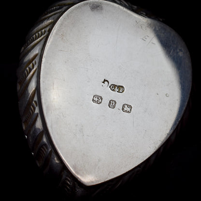 Antique Birmingham 1898 Sterling Silver Heart Jewellery Ring Box