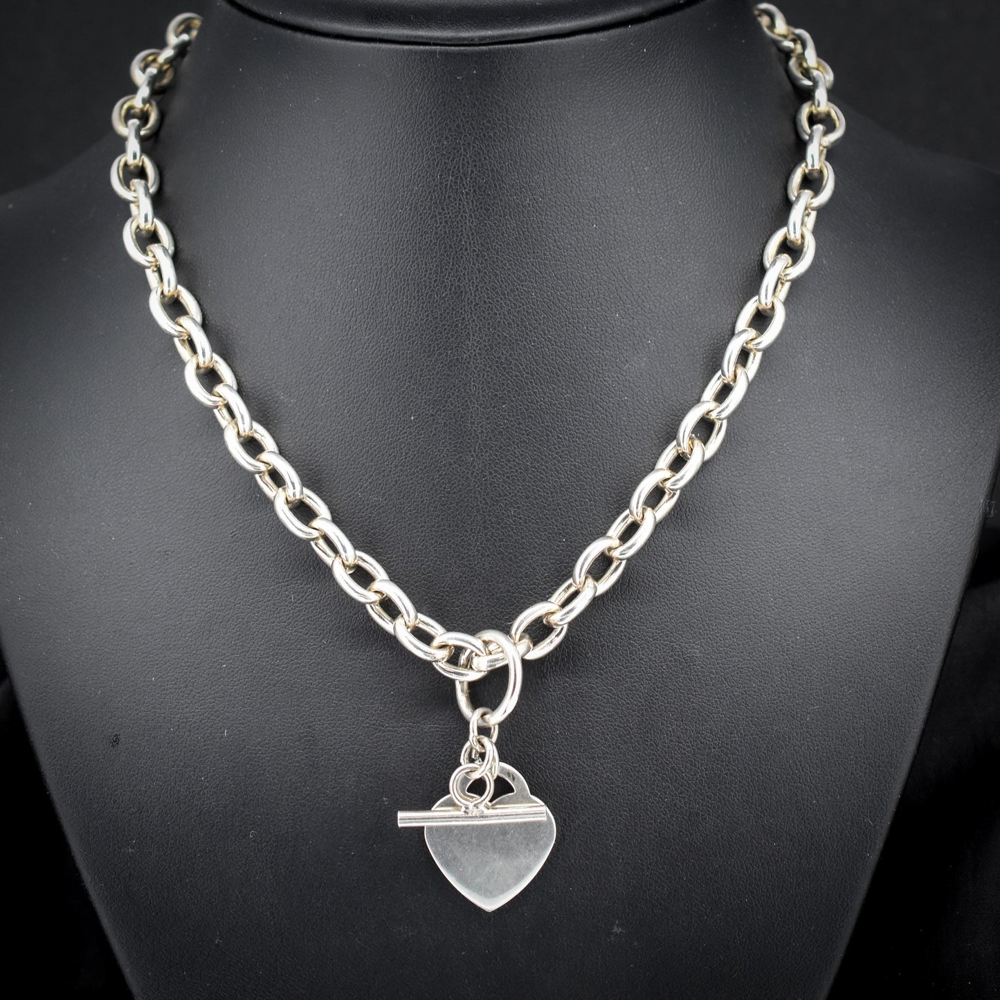 Vintage Sterling Silver Cable Link Watch Chain Necklace with T-Bar and Dog Clips – 21"