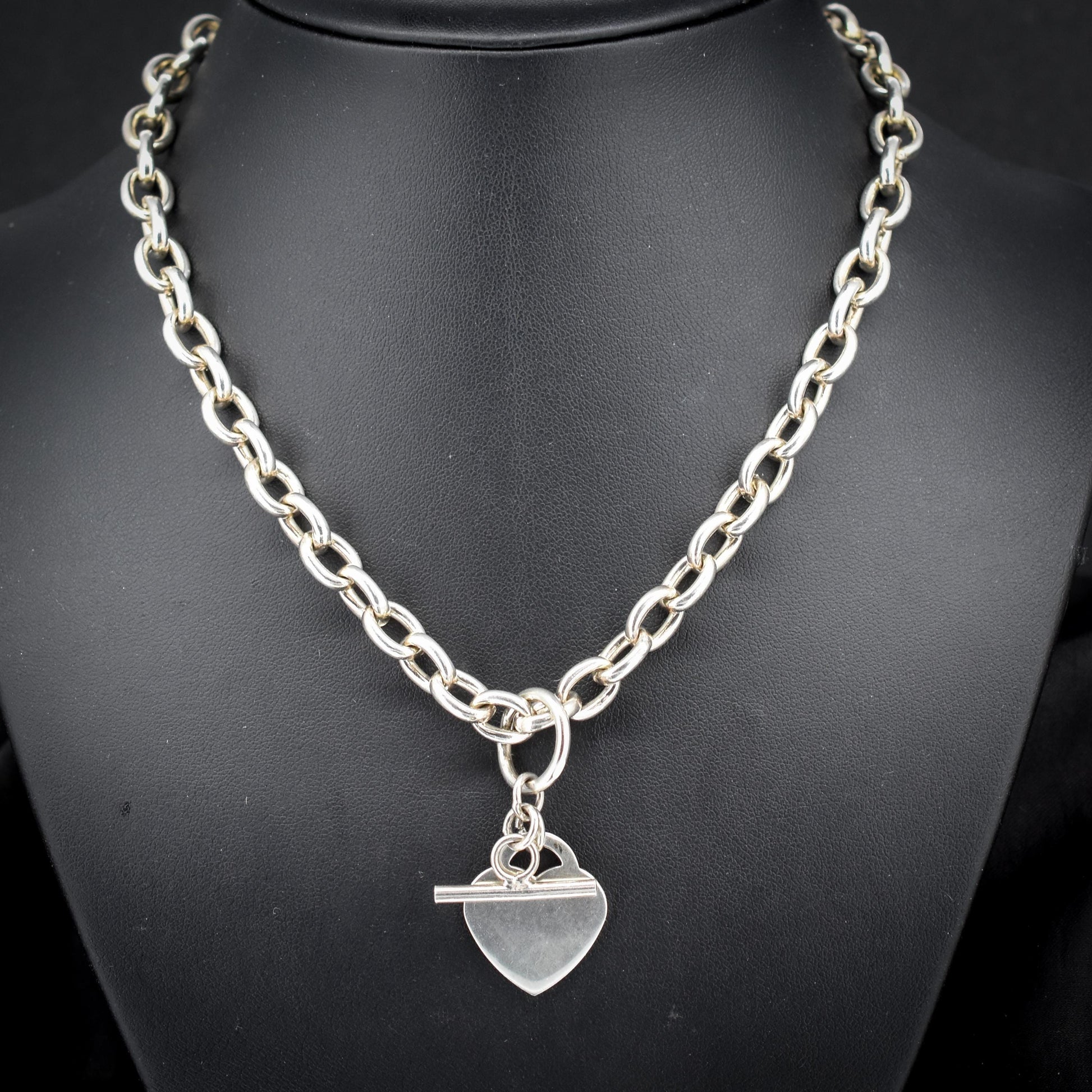 Vintage Sterling Silver Cable Link Watch Chain Necklace with T-Bar and Dog Clips – 21"
