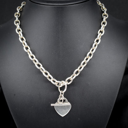 Vintage Sterling Silver Cable Link Watch Chain Necklace with T-Bar and Dog Clips – 21"