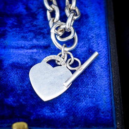 Vintage Sterling Silver Cable Link Watch Chain Necklace with T-Bar and Dog Clips – 21"