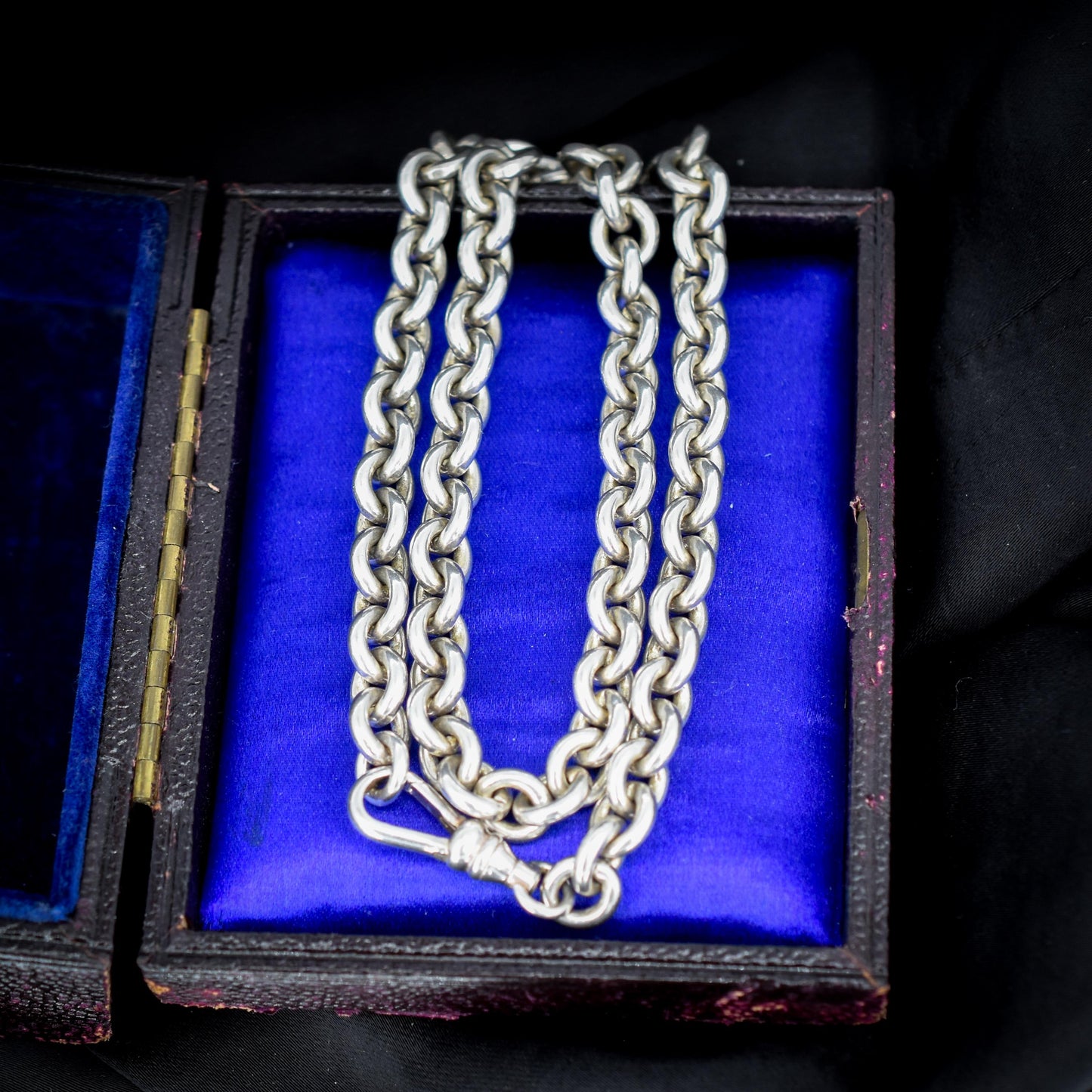 Vintage Sterling Silver Oval Cable Link Chain Necklace with Dog Clip – 16"