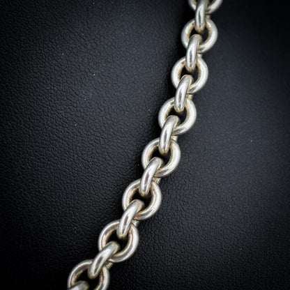 Vintage Sterling Silver Oval Cable Link Chain Necklace with Dog Clip – 16"