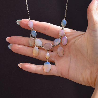 Antique Edwardian Opal Fringe Festoon Necklace | 16"
