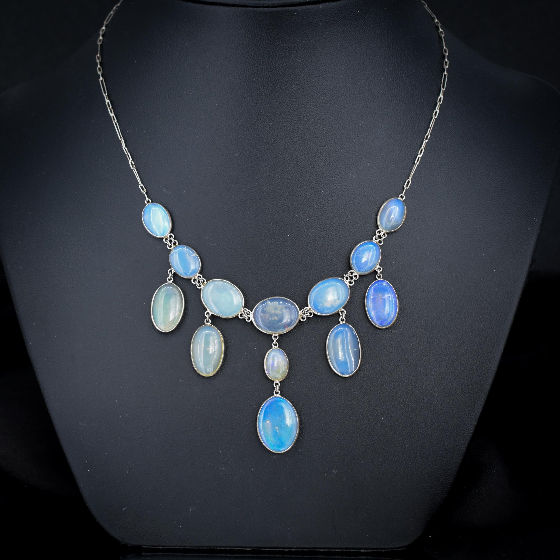 Antique Edwardian Opal Fringe Festoon Necklace | 16"