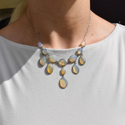 Antique Edwardian Opal Fringe Festoon Necklace | 16"