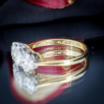 1.60ct Old Cut Diamond Three-Stone 18ct Yellow Gold and Platinum Ring