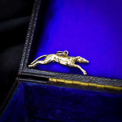 Vintage 9ct Gold Solid Greyhound Dog Charm