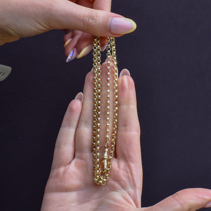 Antique Victorian 9ct Yellow Gold Faceted Belcher Link Chain Necklace with Dog Clip | 20.5"