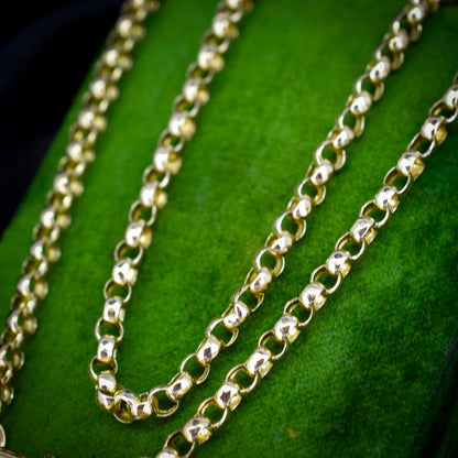 Antique Victorian 9ct Yellow Gold Faceted Belcher Link Chain Necklace with Dog Clip | 20.5"