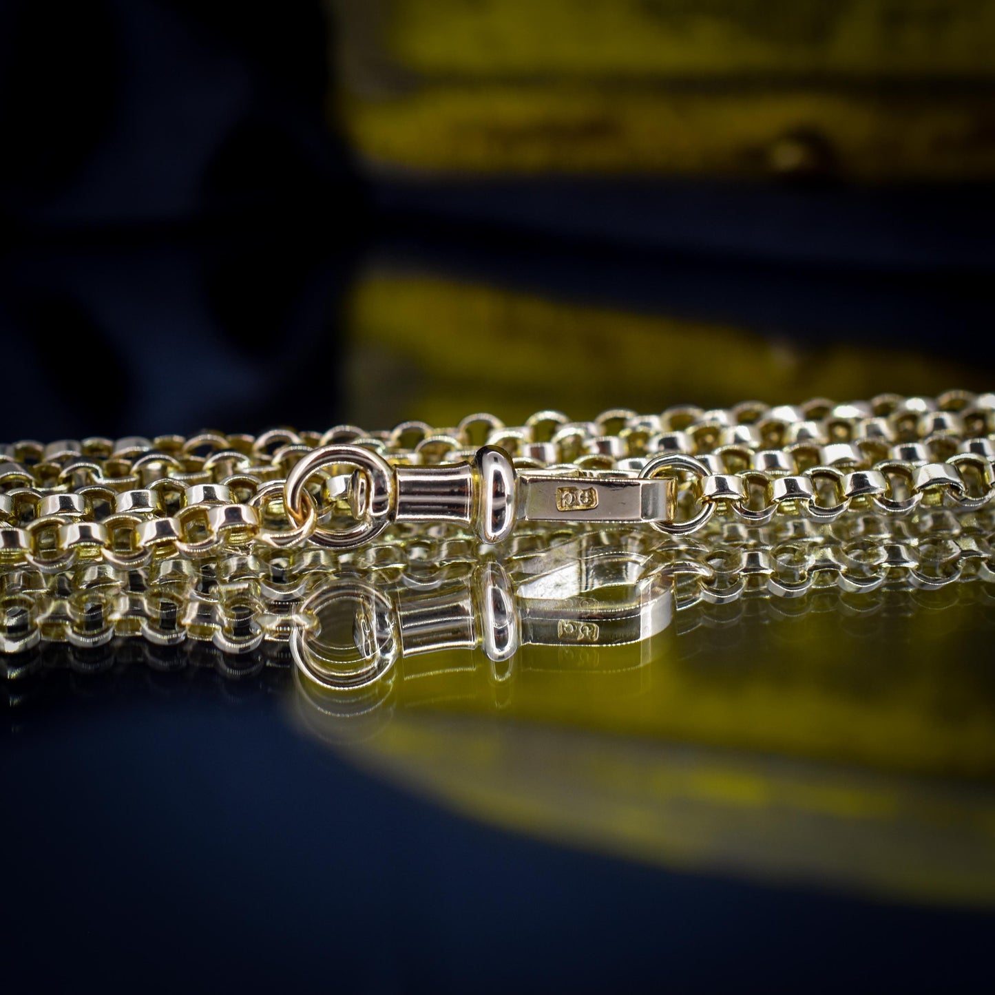 Antique 9ct Gold Rolo Link Chain Necklace with Swivel Dog Clip | 23"