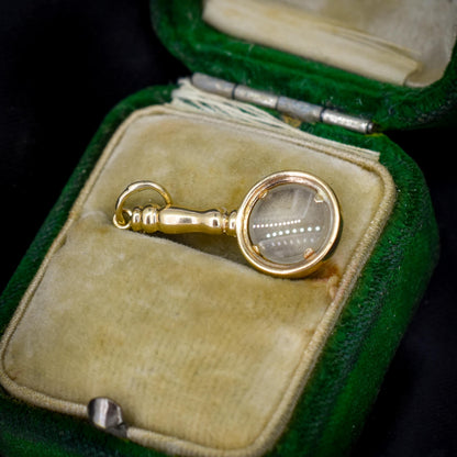 Vintage Miniature Magnifying Glass 9ct Gold Charm Pendant