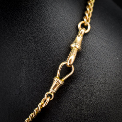 Antique '1912' 9ct Gold Curb Link Dog Clip Albert Watch Chain Necklace - 16"