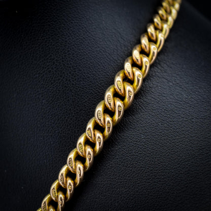 Antique '1912' 9ct Gold Curb Link Dog Clip Albert Watch Chain Necklace - 16"