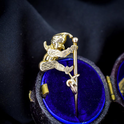 Antique 9ct Gold 'Mr Punch' Sliding Charm Pendant