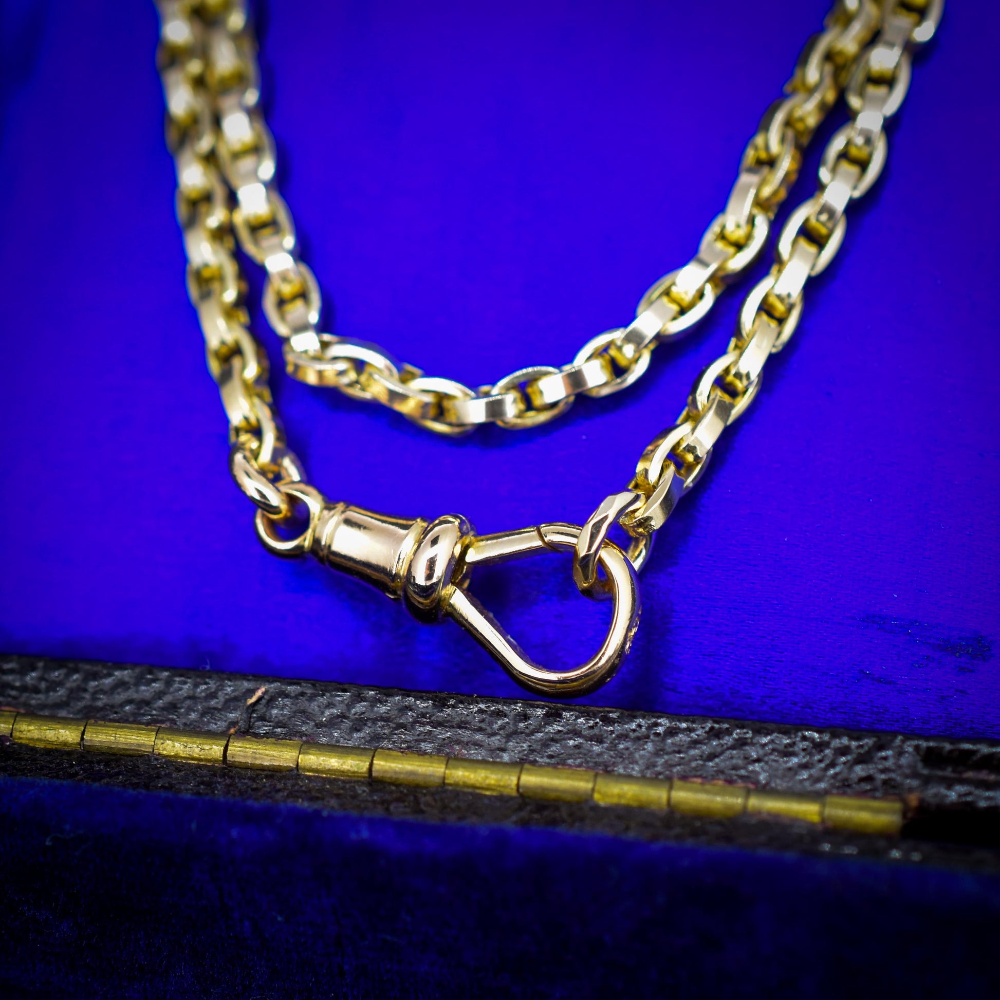 Antique Victorian 9ct Gold Oval Link Chain Necklace with Dog Clip | 20.5"