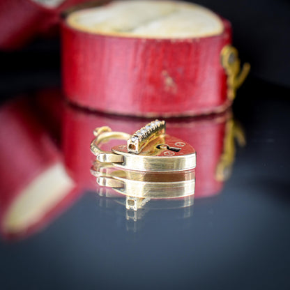 Antique '1908' 9ct Gold Diamond Heart Padlock Charm Pendant