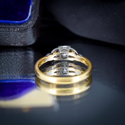 Antique 0.20ct Diamond Square Solitaire 18ct Gold Engagement Ring - Art Deco