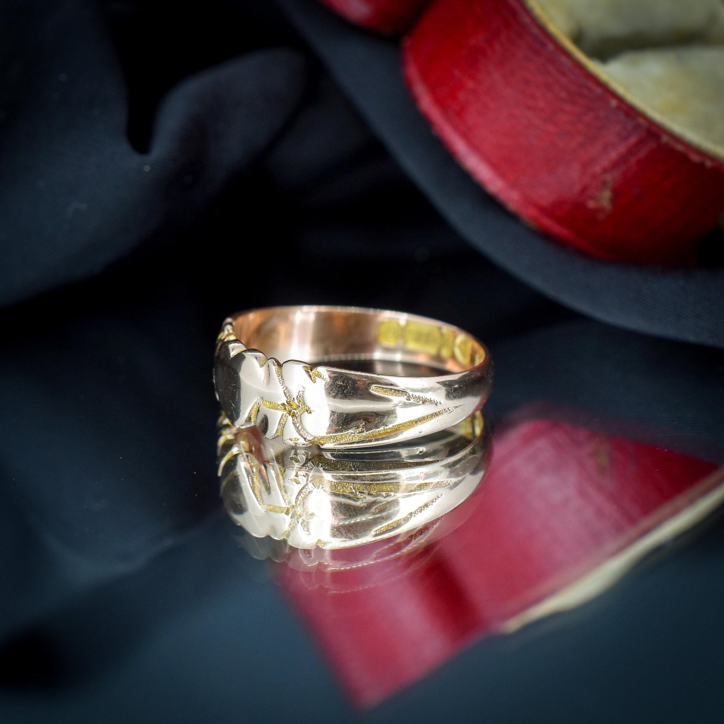 Antique Victorian 9ct Gold Fancy Love Heart Band Ring | Chester 1899